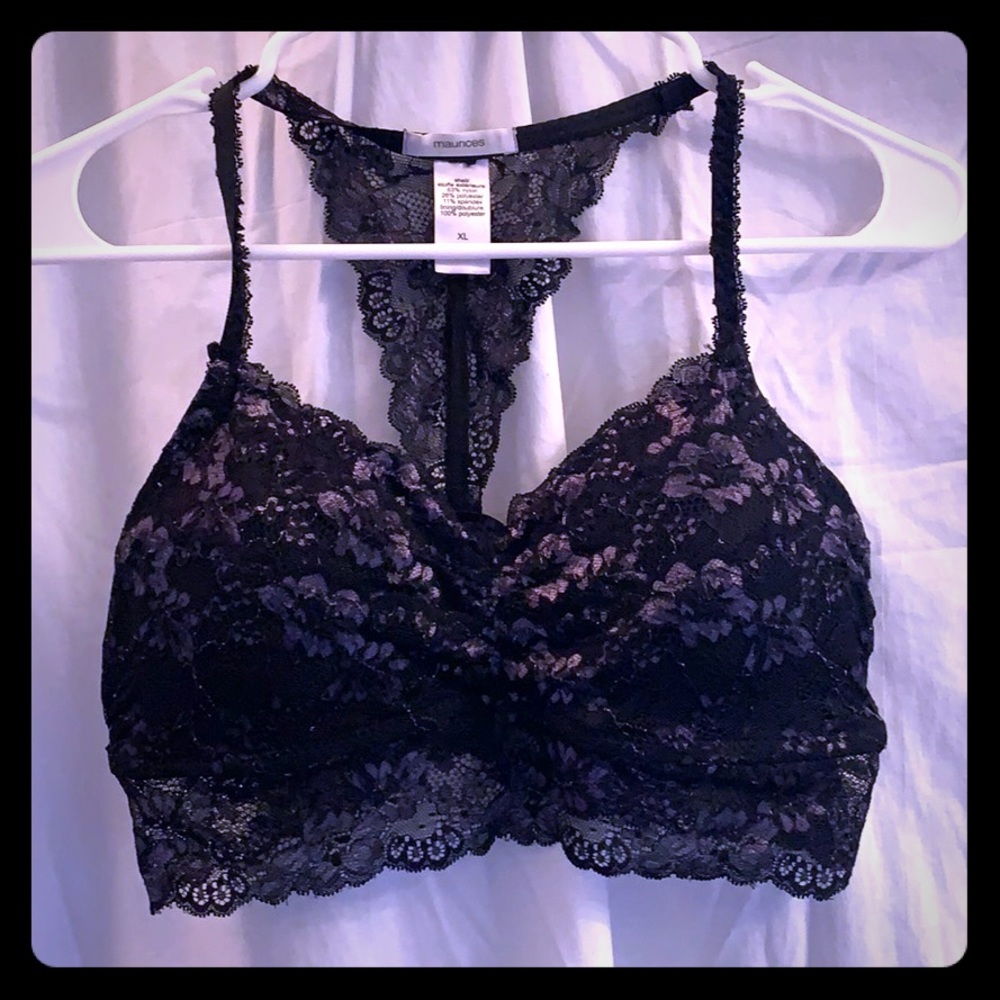 Maurices black racer back bra